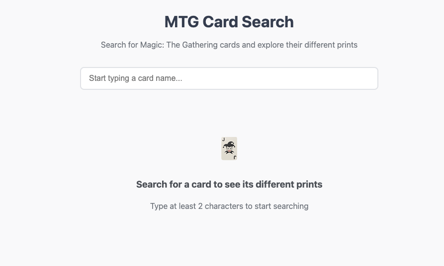MTG Card Search - Initial State